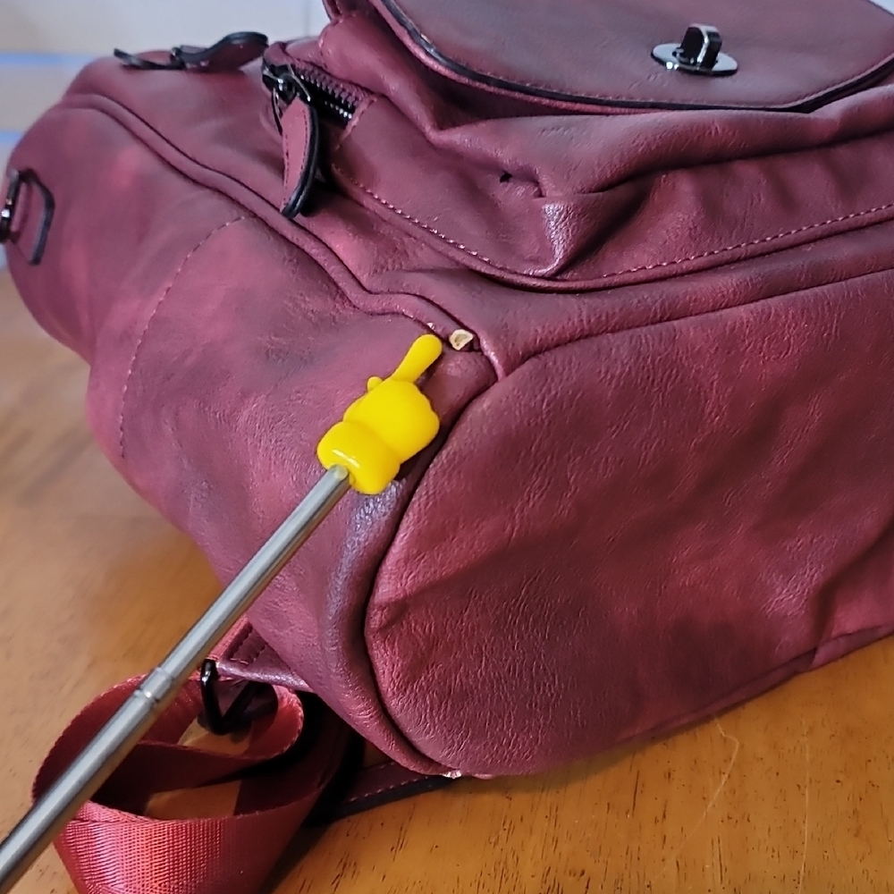 Deep Red Leather Backpack - Picture 6 of 10